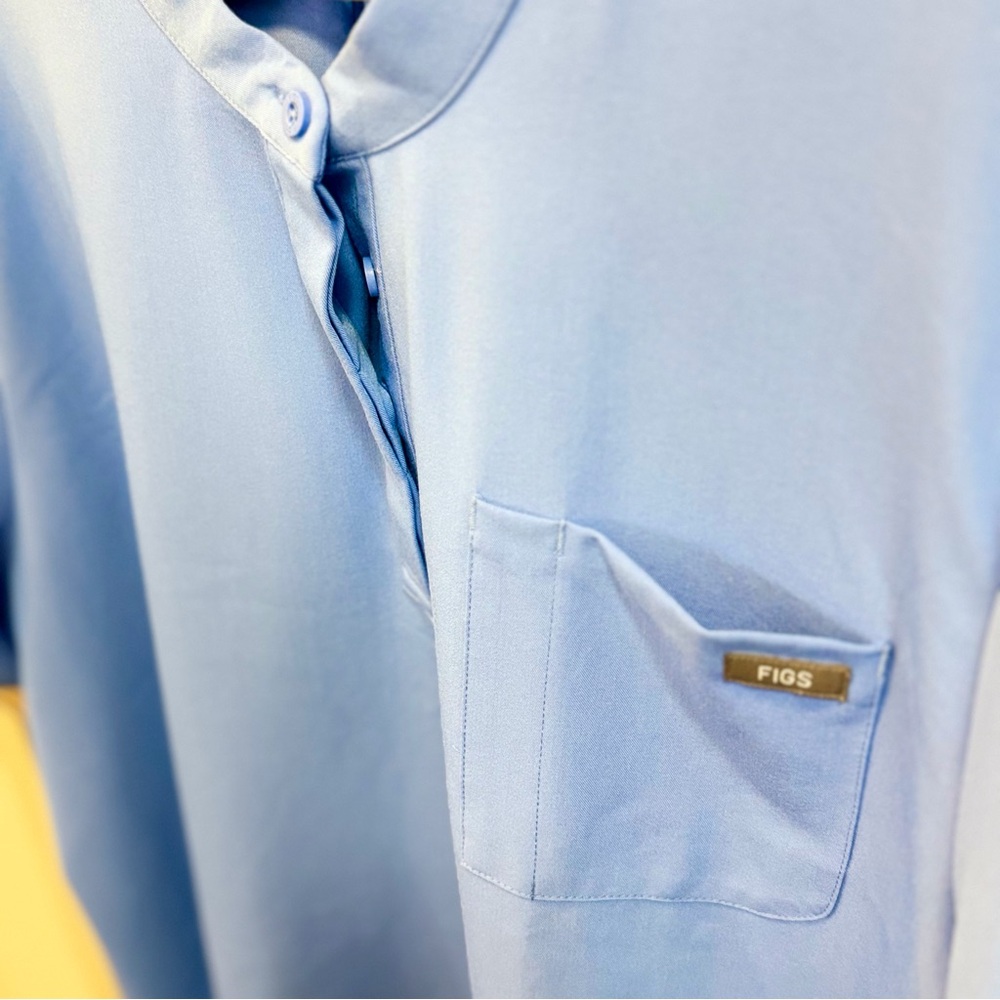 Figs Embu Popover Scrub Top in Ceil Blue - Picture 5 of 8